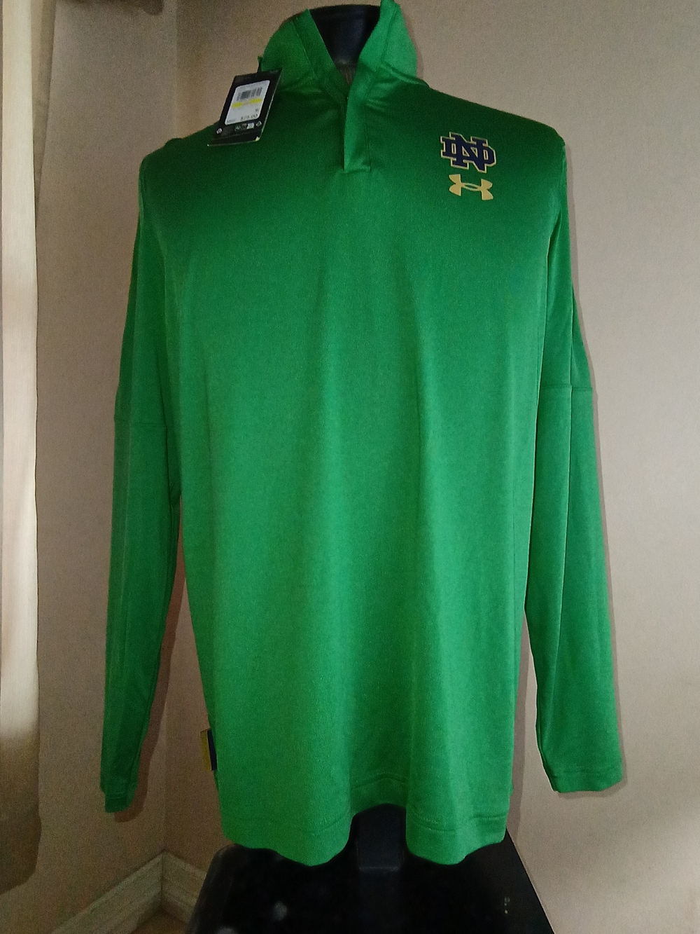 Under Armour Notre Dame Green Long Sleeve Pullover